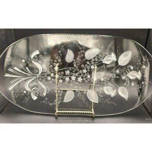 Fleur by WILLIAM FRASER Glass Oval Floral Bouquet Canape Tray